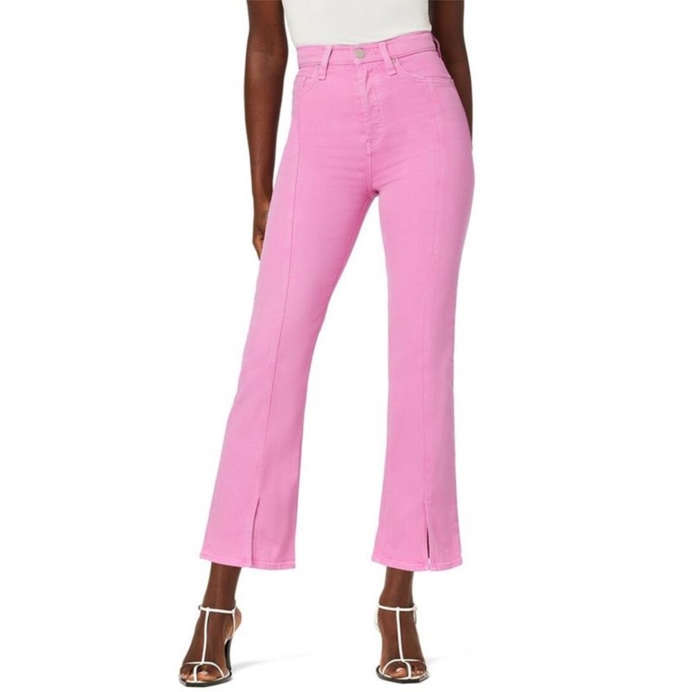 HUDSON Women’s 33 Faye Ultra High-Rise Boot Crop Fuchsia Pink Jeans Slit Ankle